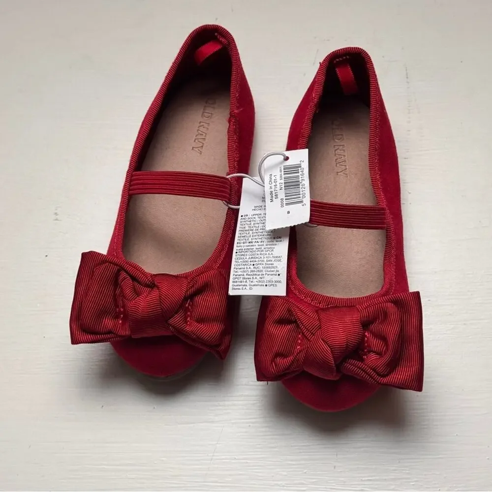 Old Navy Kids Red Bow Ballet  Mary Jane Style Flats Sz 8  NWT